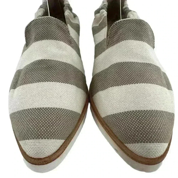 Dee Keller womens flats size 35.5 taupe cream canvas pointy to flatform loafers - Picture 2 of 12